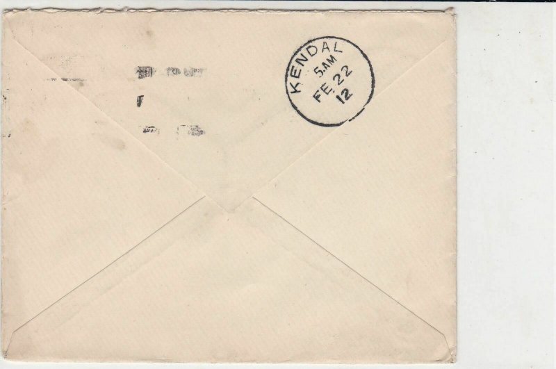 England 1912 Manchester Cancel Halfpenny Stamps Cover to Kendal Ref 34884