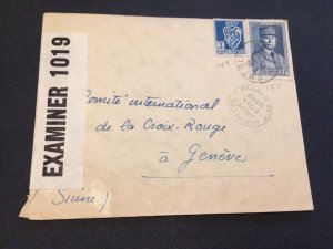 Algeria 1943 to Geneva censor  stamps postal cover Ref 63189