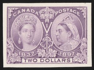 CANADA 1897 QV Jubilee $2 imperf proof. Only 750 printed.