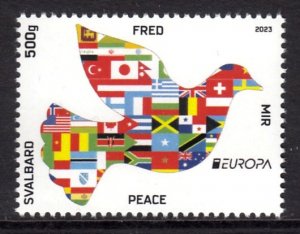 SVALBARD SPITSBERGEN 2023 EUROPA PEACE FLAGS BIRD MNH LOCAL STAMP