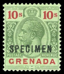 Grenada 1913 KGV 10s green & red/green (emerald back) SPECIMEN vfm. SG 101as.