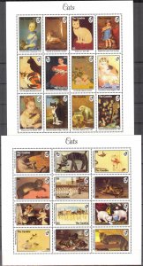 Gambia 1994 Art Paintings Cats 2 Sheets MNH