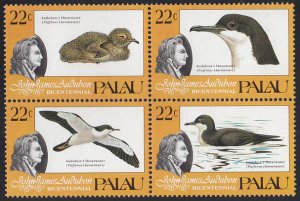 Palau 1985 MNH Sc 66a Audubon's Shearwater Block of 4 Birds