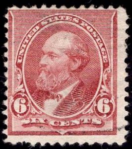 US Stamp #224 6c Brown Red Garfield USED SCV $25.00