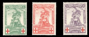 Belgium #B28-30 Cat$160, 1914 Red Cross, set of three, never hinged