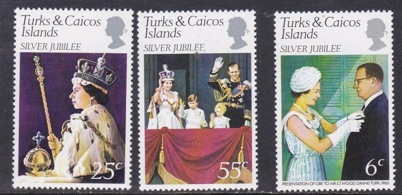 Turks & Caicos # 321-323, Queen Elizabeth II Reign Anniversary , NH