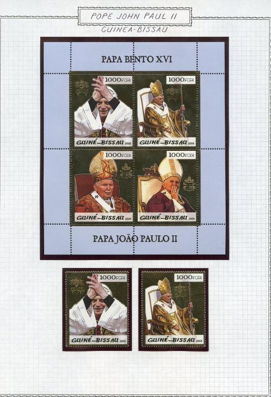 POPE JOHN PAUL II LOT GUINEA BISSAU  OF STAMPS AND SOUVENIR SHEETS  MINT NH 