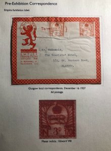 1937 Glasgow Scotland England Meter Cancel Parcel Label Cover Empire Exhibition