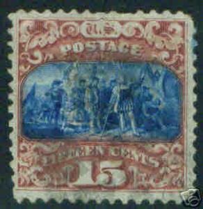 USA Scott 119 Colombus 1869 15c with Grill CV $250