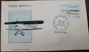 D)1977, ARGENTINA, FIRST DAY COVER, ISSUE, ARGENTINE PHILATELY, AVIATION, FDC