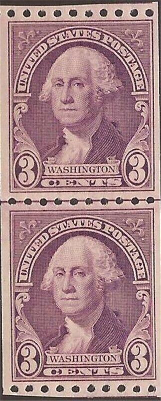 US Stamp - 1932 3c Washington - Coil Joint Line Pair VF MNH #722