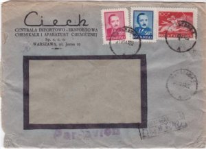 Poland Warsaw 1949 air mail  stamps cover  R20285