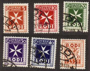 Italy - Rhodes #J1-6 CTO postage dues