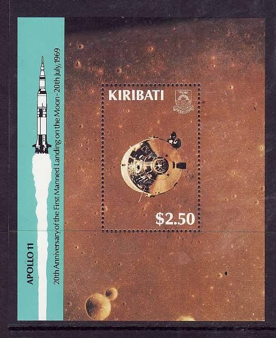 Kiribati-Sc#521-Unused NH sheet-Space-Moon Landing-1989-