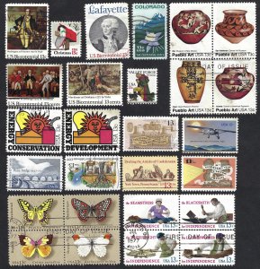 United States #1704-1730 27x13¢ 1977 commemoratives. 27 stamps total. Used.