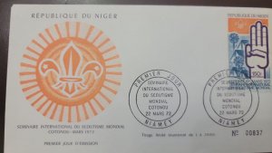 P) 1972 NIGER, INTERNATIONAL SCOUT SEMINAR, AIRMAIL, SCOUTING, FDC XF