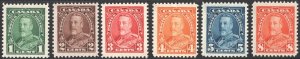 Canada SC#217-222 1¢-8¢ King George V Singles (1935) MNH