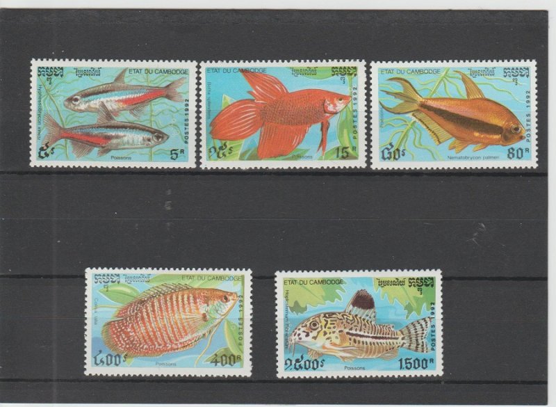 Cambodia  Scott#  1197-1201  MH  (1992 Fish)