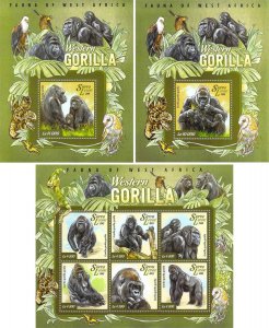 t1, Sierra Leone MNH stamps Fauna of West Africa 2015 Western Gorilla
