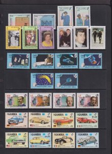 Gambia - 6 Mint, NH commemorative sets, cat. $ 34.10