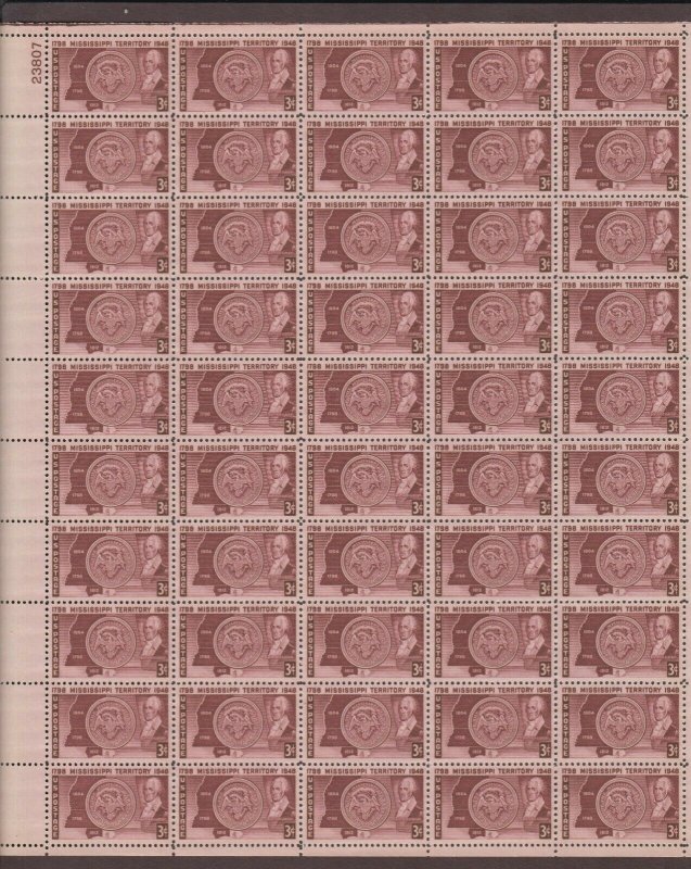 US,955,MISSISSIPPI,MNH VF, FULL SHEET,1940'S COLLECTION,MINT NH ,VF