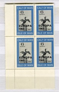 ISLE OF MAN; 1963 early Pictorial Bird EUROPA issue MINT MNH CORNER BLOCK