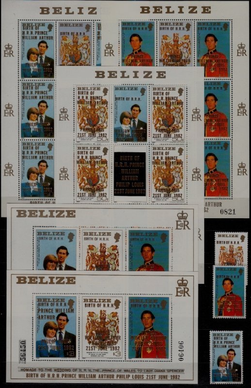 Belize MNH lot Diana/ 3v+2s/s+3m/s