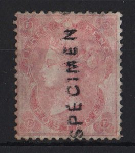 GB 1862 3d sg77var shaded spandrels Spec J25A ovpt Specimen type 2, pale shade