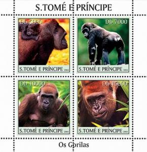 SAO TOME E PRINCIPE 2004 SHEET GORILLAS MONKEYS PRIMATES WILDLIFE st4211