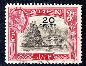 Aden -    1951 - sg 39 -  surch  - 20 cents  -  USED