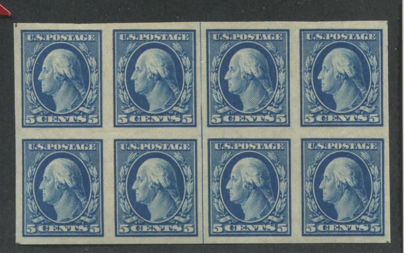 1909 US Stamp #347 5c Mint Never Hinged Very Fine Imperf Block of 8 