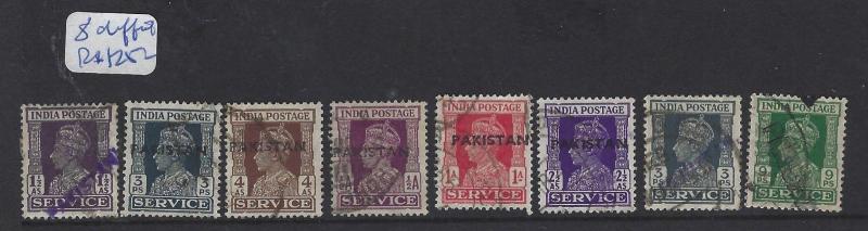 PAKISTAN (PP2302B) LOCAL HANDSTAMP  KGVI ON INDIA 8 DIFF STAMPS   VFU