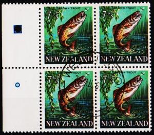 New Zealand. 1967 7 1/2c(Block of 4) S.G.871 Fine Used