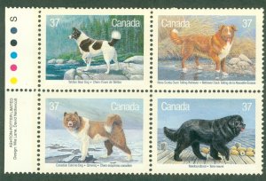 RK12-0025 CANADA 1220a MNH BK-4 DOGS  SCV $3.60 BIN $2.00