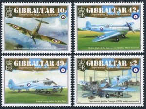 Gibraltar 1296-1299,1300,MNH. Super-marine Spitfire Airlines,75th Ann.2011;
