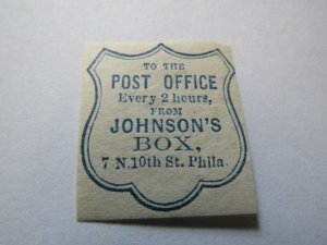 US Local Stamp Carrier, Johnson's Box - Philadelphia PA. MH OG,