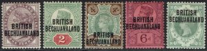 BECHUANALAND 1891 QV GB OVERPRINTED SET