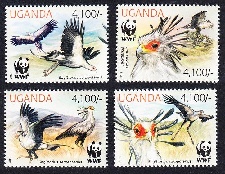 Uganda WWF Secretarybird 4v