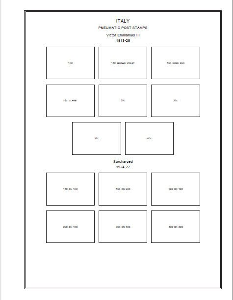 PRINTED ITALY [CLASS.] 1862-1942 STAMP ALBUM PAGES (55 pages)