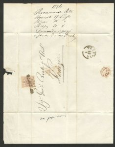 AUSTRIA - FOLDED LETTER WITH STAMP 6 kreuzer - TO VENEZIA , ITALY - 1856.