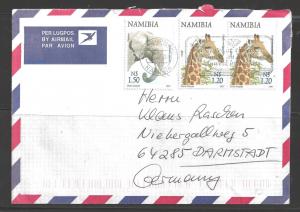 Nambia 2008, N$1.50 Elephant & N$1.20 Giraffe, Swakopmund to Germany