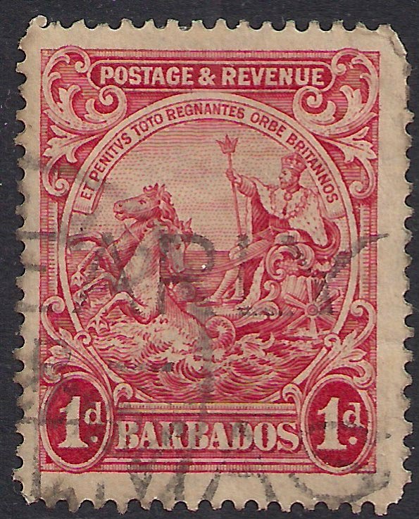 Barbados 1925 - 35 KGV 1d Badge of Colony Used SG 231 ( G1490 )