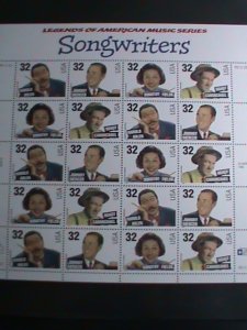 ​UNITED STATES-1996 SC # 3100-3 THE SONG WRITERS STAMPS-MNH SHEET VERY FINE