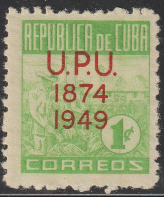 1950 Cuba Stamps Sc 449 Tobacco Picking Overprinted UPU MNH