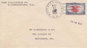 United States Hampshire West Stewartstown 1938 4c-bar  6c Bi-color Eagle Air ...