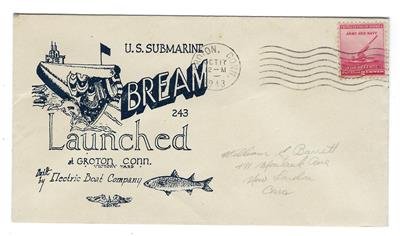 VEGAS - 1943 Submarine Bream Launch Hebditch Cover - Groton, CT - FD251