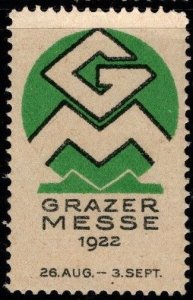 1922 Austria Poster Stamp Graz Fair August 26-September 2 MNH