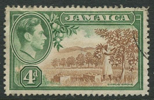 Jamaica -Scott 122 - KGVI Definitive -1938 - Used - Single 4p Stamp