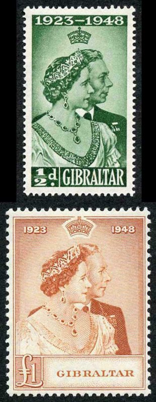 Gibraltar SG134/5 1948 Silver Wedding Fine M/M