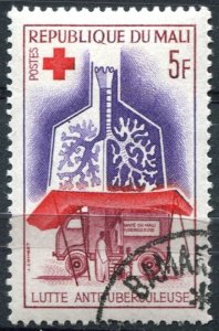 Mali Sc#77 Used, 5fr lake, red & vio, Health care (1965)